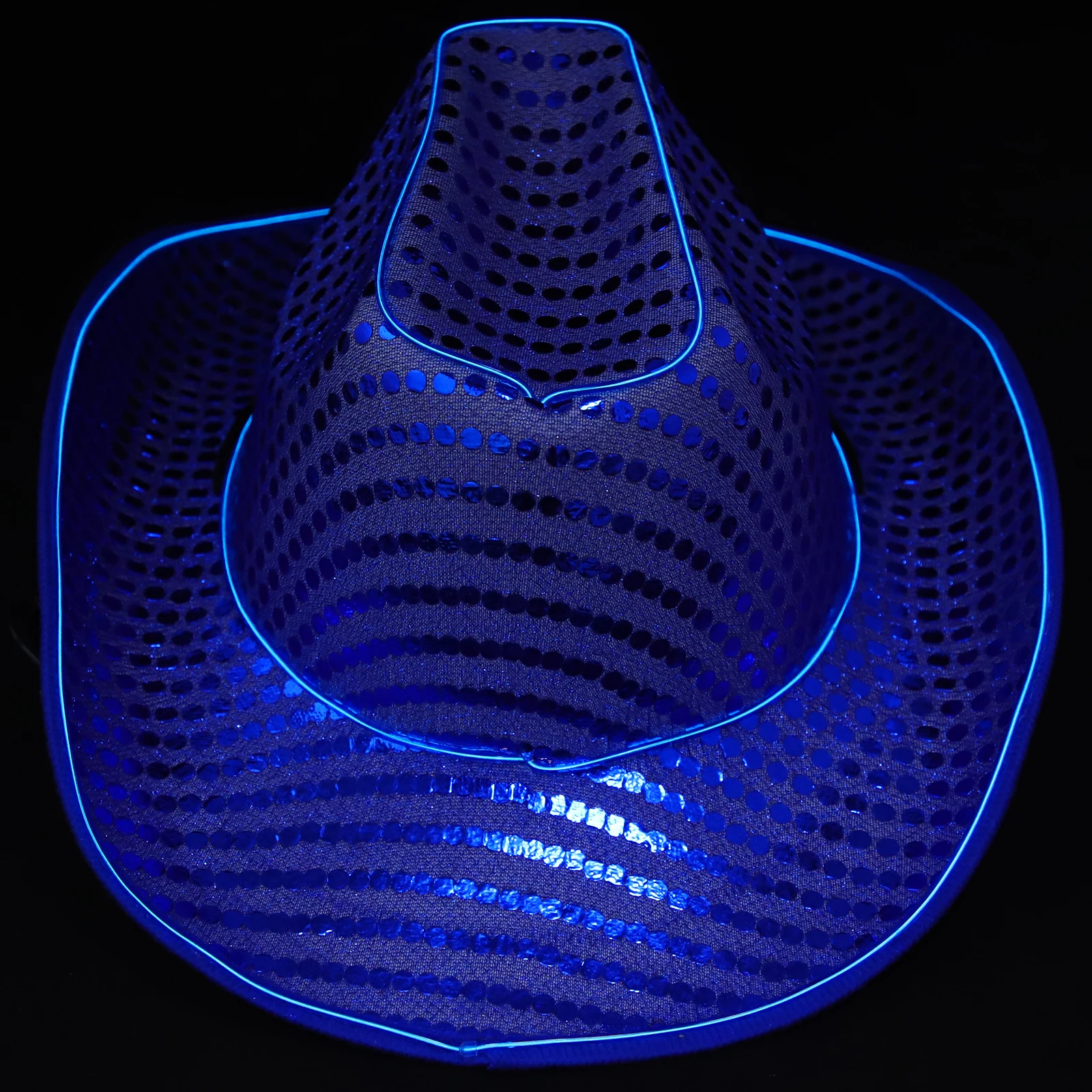 

Джинсовая ковбойская шляпа с блестками и блестками, легкая и удобная вечеринка, косплей, светящаяся шляпа в стиле вестерн, цветные шляпы, неоновые шляпы