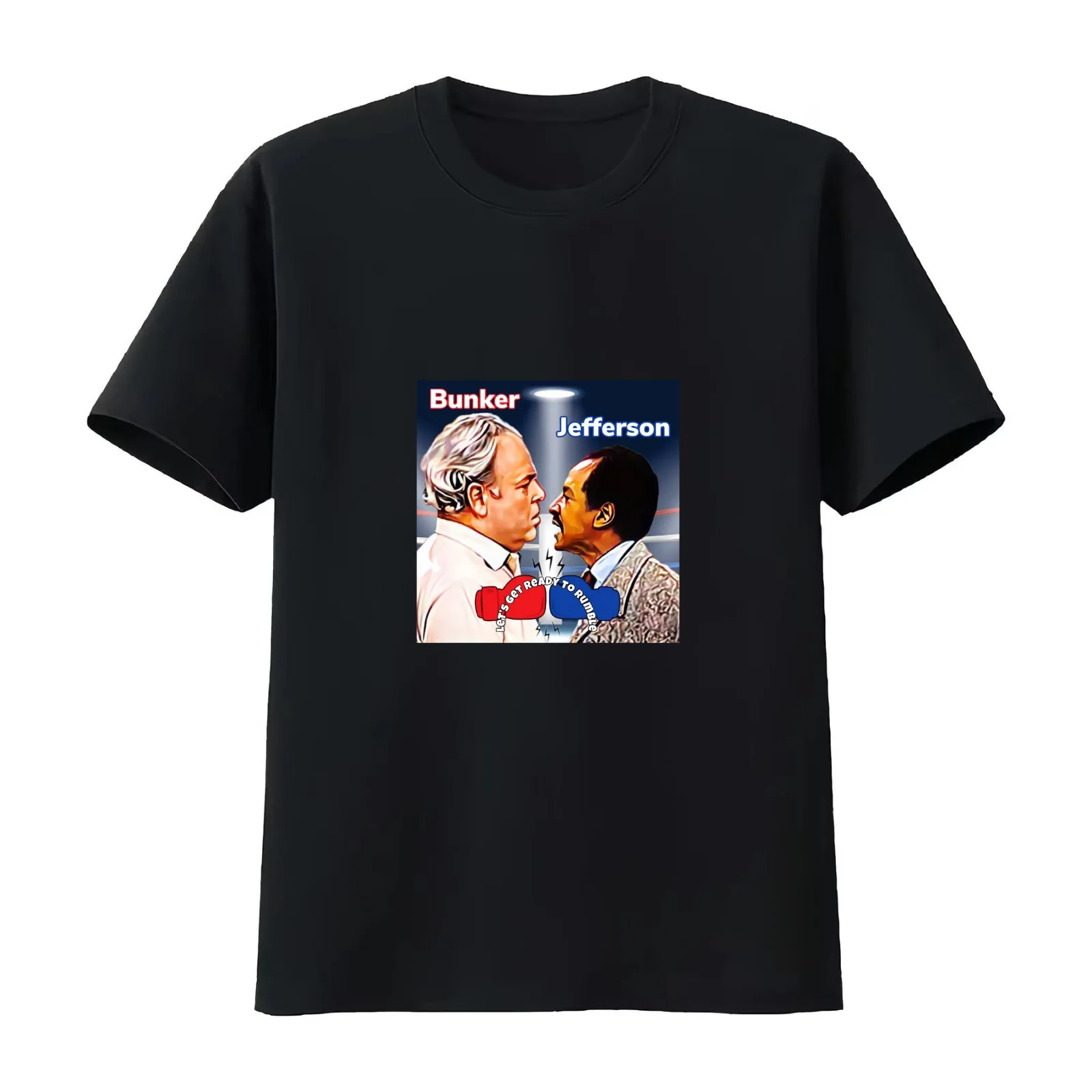 Archie bunker VS. George Jefferson T-Shirt Summer Casual Cotton Tee Oversized Streetwear Tops Vintage Graphic Print