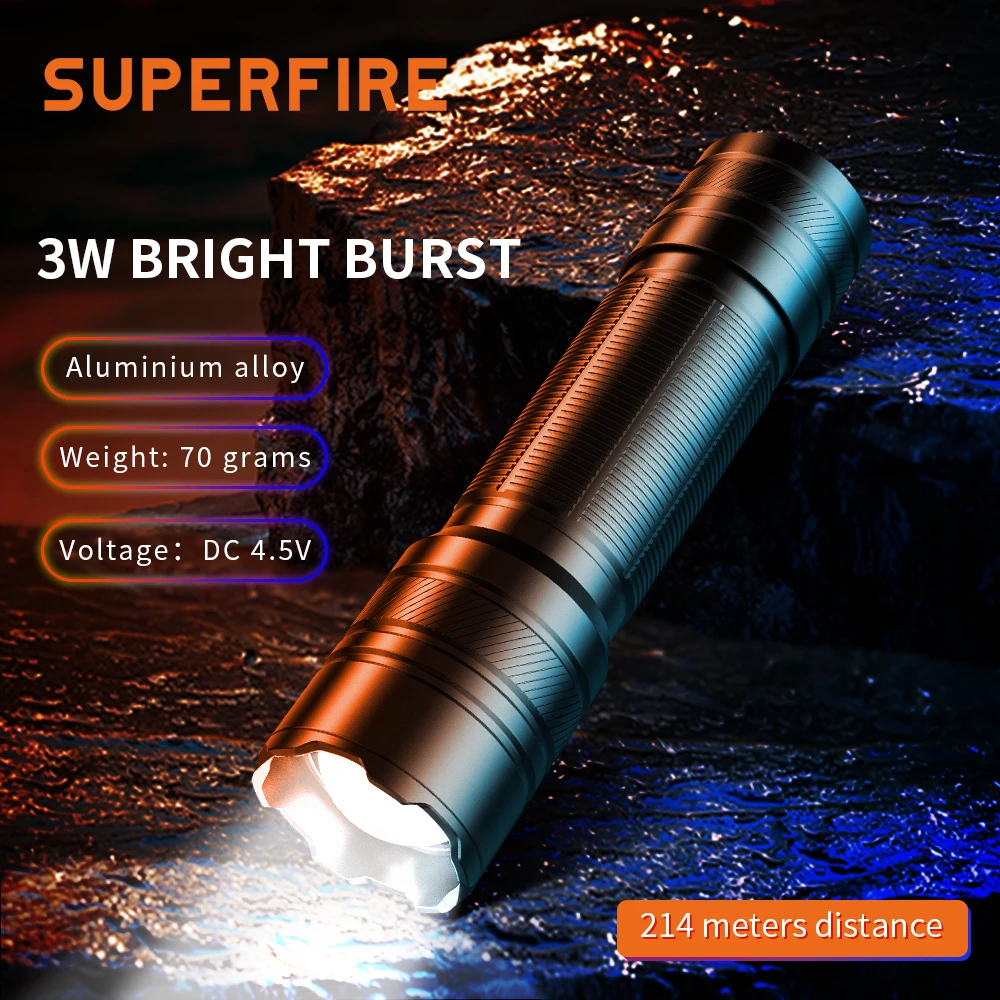 

SuperFire Mini flash light Led Lantern S3-A Long Range Zoom cob light indestructible tactical torch Use 18650/AAA batteries