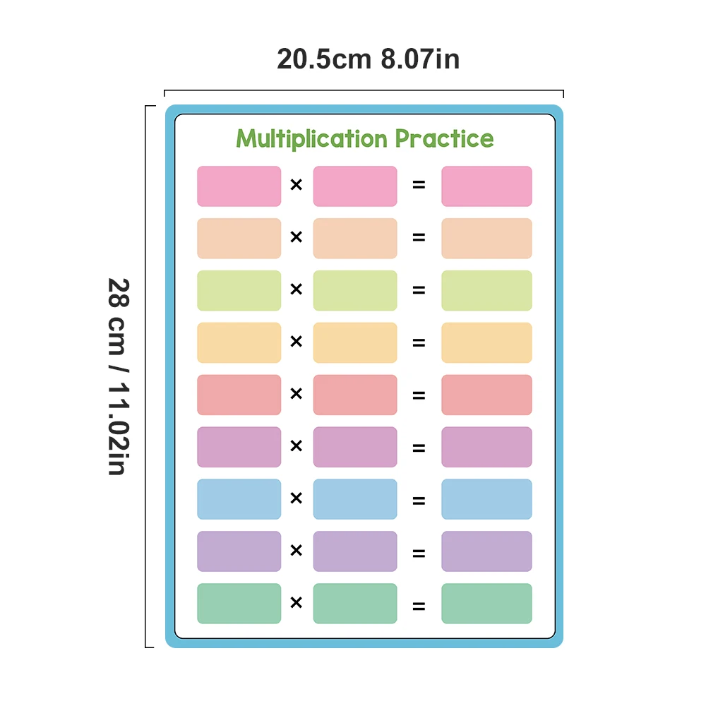 Tabla de multiplicación de Tarjeta blanca, tablero de borrado en seco de doble cara, tablero de entrenamiento matemático Montessori para niños y