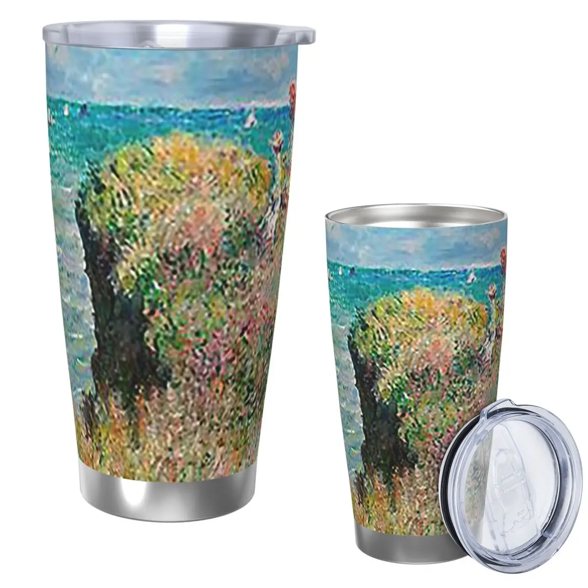 

1882-Claude Monet-Cliff Walk At Pourville Stainless Steel Tumbler Vacuum Insulated Mugs Thermal Cold Cup Straw With Lid 20oz