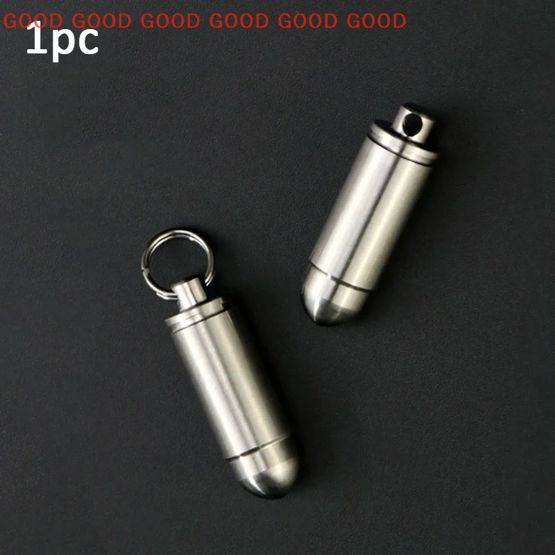 Titanium Alloy Waterproof Pill Box Portable Pill Bottle Pendant Pill Storage Sealed First-Aid Medicine Container With Keychain