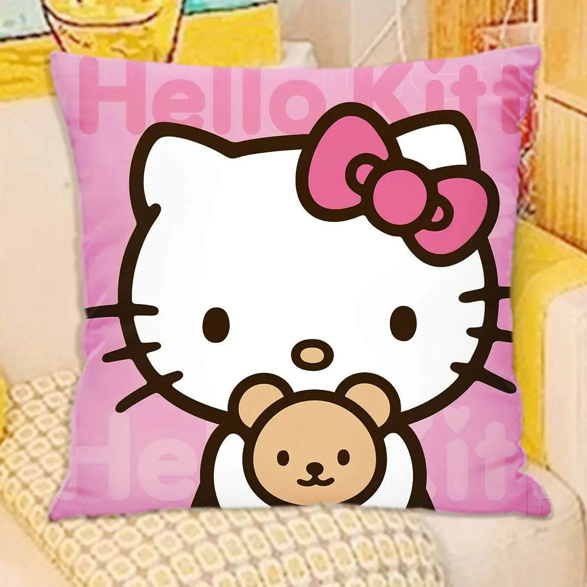 Hello kitty cartoon super cute pillowcase living room sofa cushion cover home bedroom room decoration cute girly birthday gift