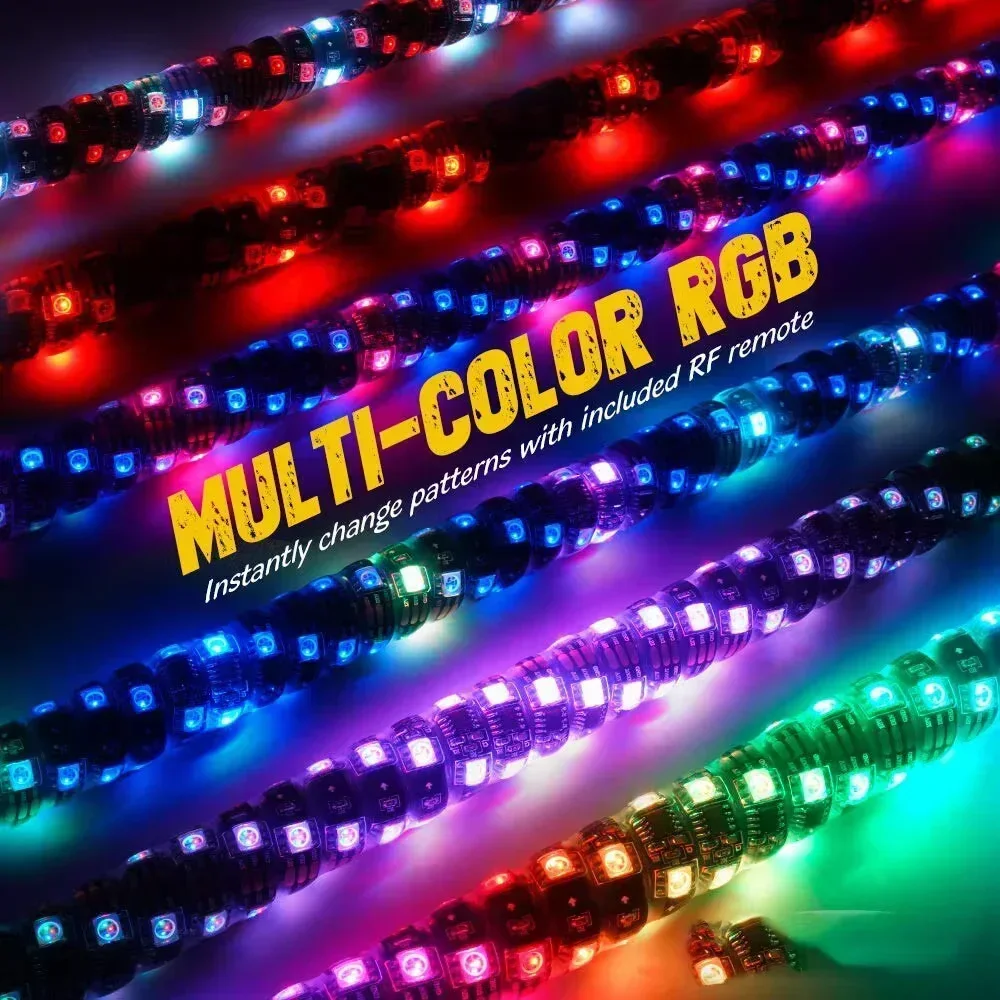 2FT/60cm LED Whip Light RGB LED Flagpole Lamp Multicolor Waterproof Buggy Whip 12V for Offroad Sand Rails/Buggies ATV/UTV 2PCS