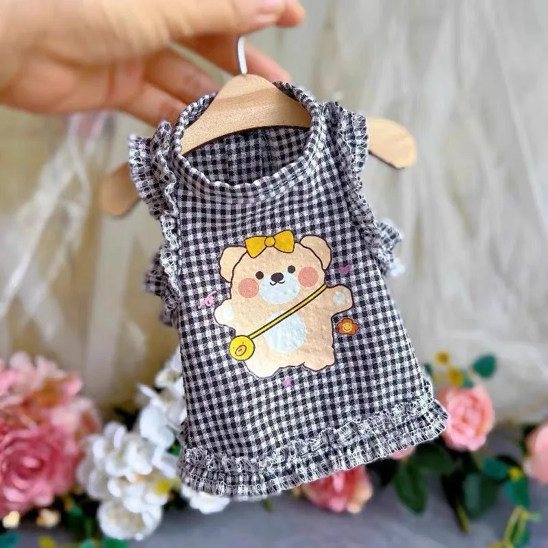 

Black and White Plaid Pet Clothes Maltese Summer Vest Yorkshire Breathable Pullover Cartoon Sleeveless Dog Clothes