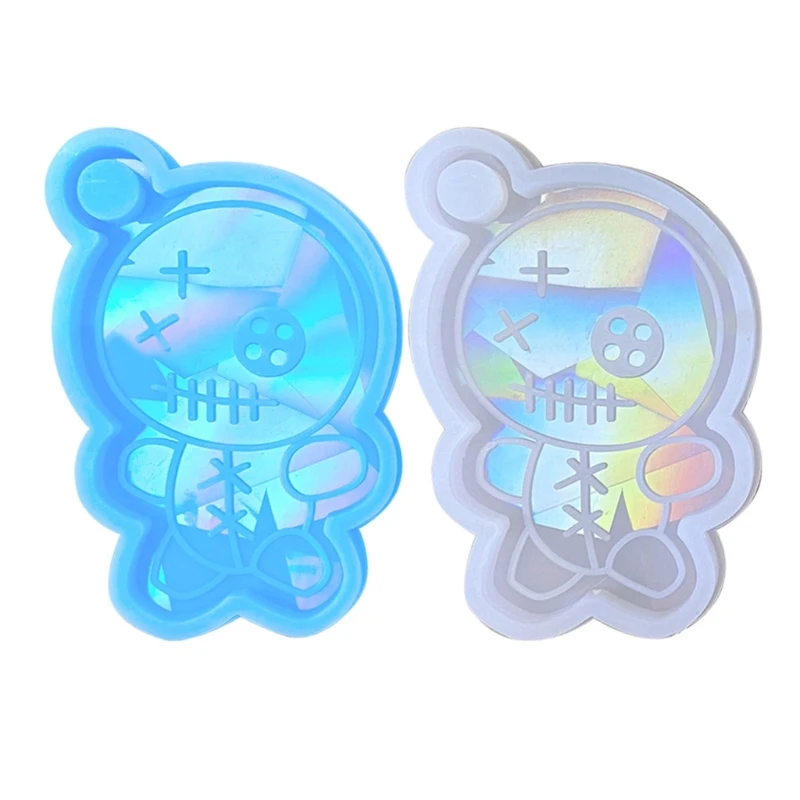

652F Holographic Keychain Pendant Epoxy Resin Mold Halloween Theme Mummy Pattern Silicone Moulds for DIY Craft Necklaces