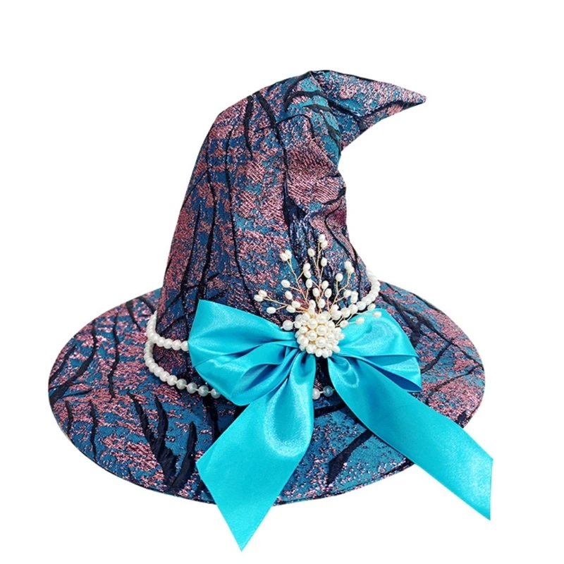 

39BD Blue Witch Hat Hat океанская тематическая шляпа для костюмов на Хэллоуин