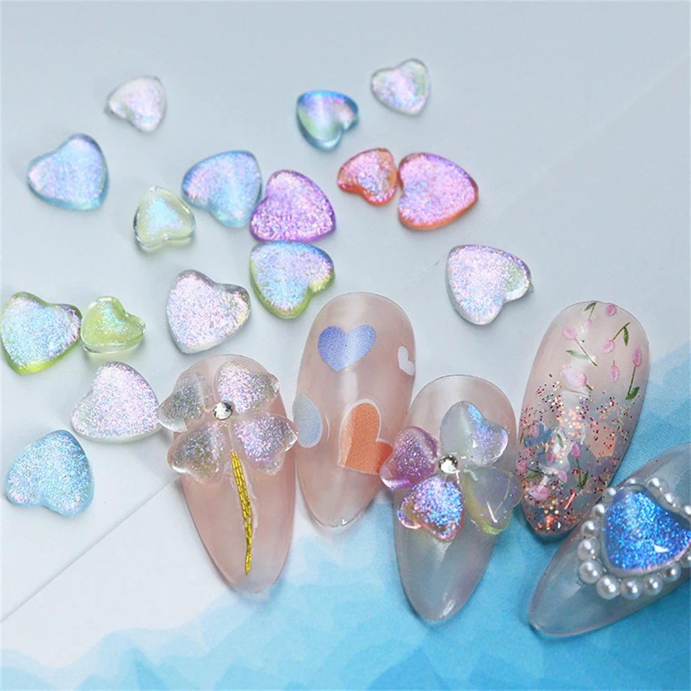 1~4PCS Shiny Colorful Love Nail Enhancements Easy To Apply 3d Transparent Water Drill Accessories Color Flash Nail Rhinestone