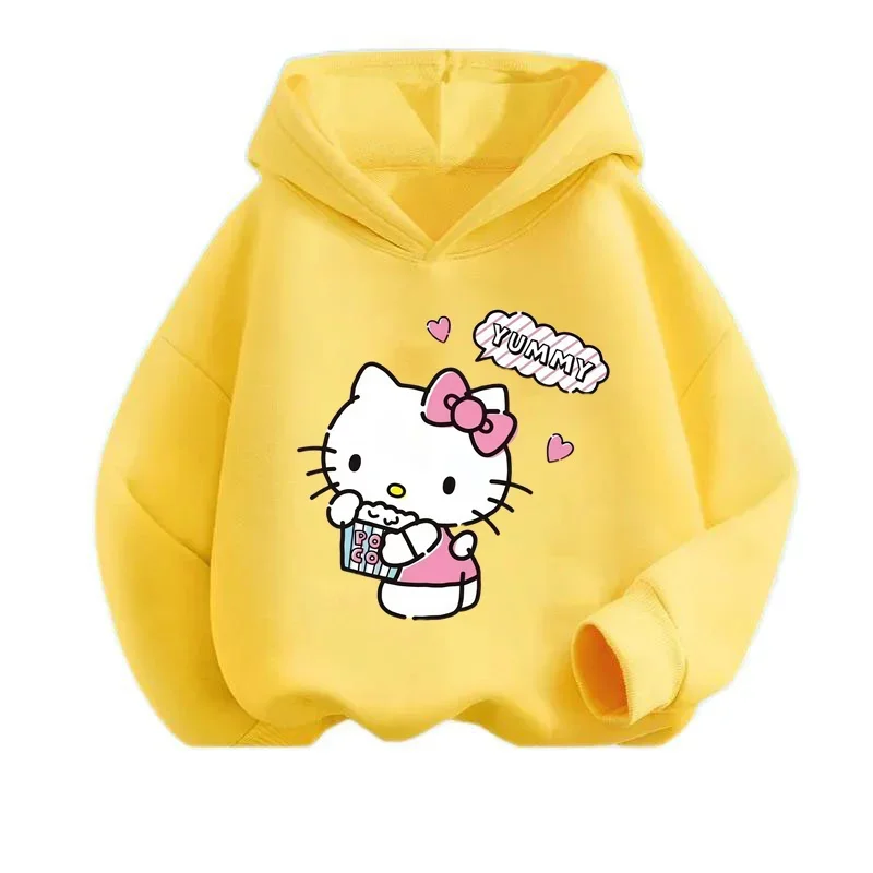 Kawaii Hello Kitty Hoodie Kids Clothes Girls Clothing Fashion Baby Boys Clothes Autumn Warm Sweatshirt Children Tops