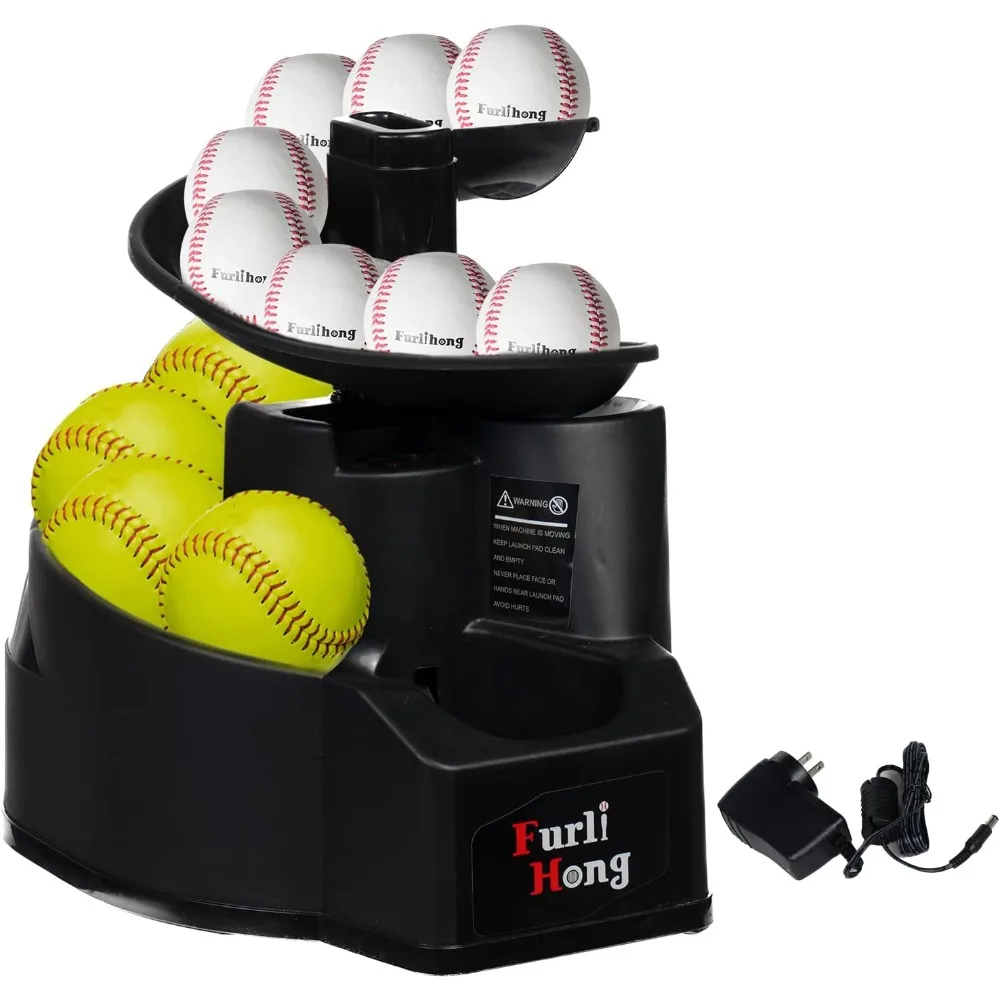 Rechargeable Baseball/Softball Toss Machine with Extendable Ball Stacker, Height Adjustable, Use Regulation Baseballs,