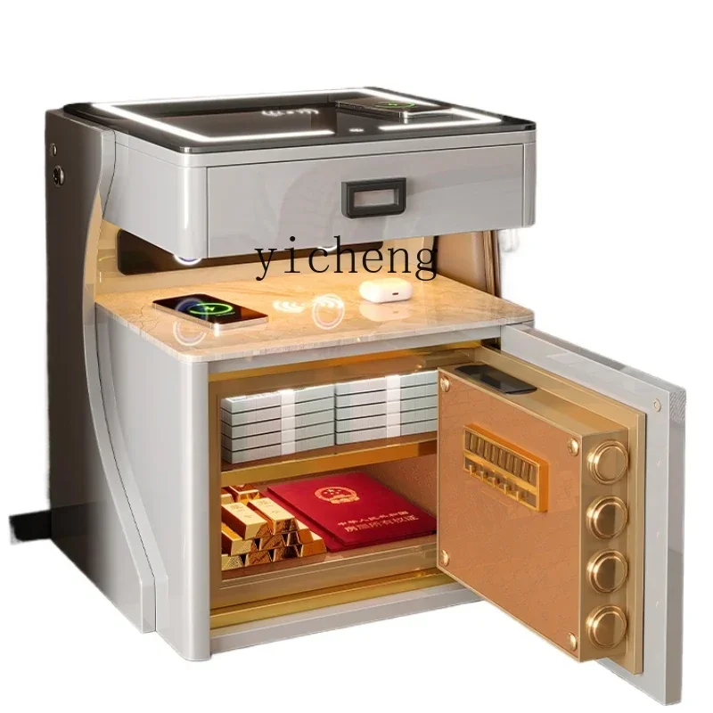 

XL smart safe bedside table integrated bedroom anti-theft rock slab household storage cabinet