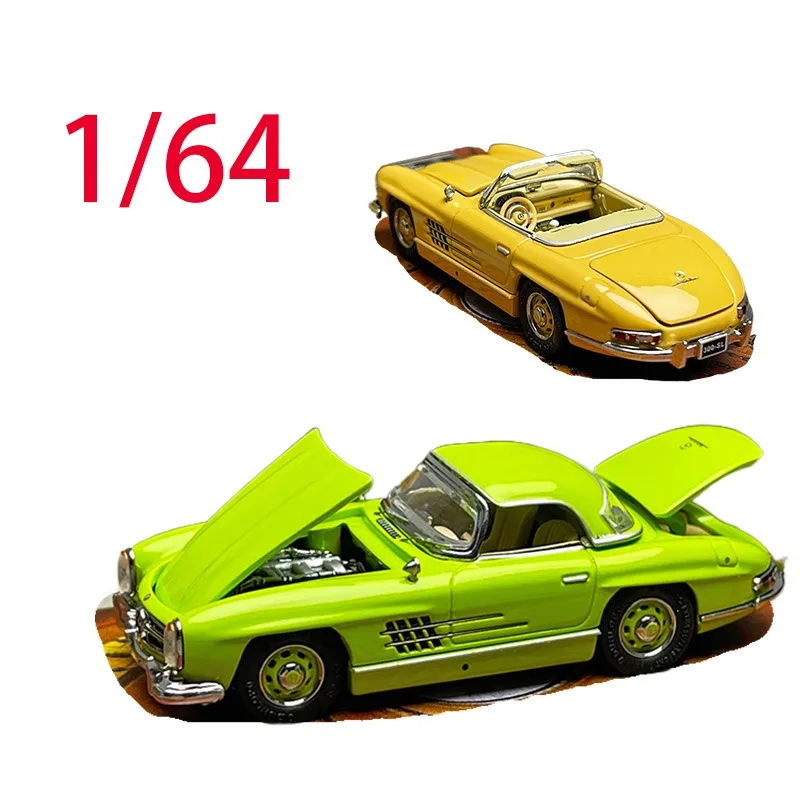 

Литая под давлением модель автомобиля из сплава Mercedes Benz в масштабе 1/64 Mercedes Benz 300SL, игровые транспортные средства, игрушки для мальчиков, оригинальная коробка, классический автомобиль