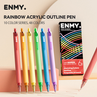 ENMY 6pcs Acrylic Gel Pen Rainbow Gradient Colors Fine Tip 0.6mm Art Drawing Pen Writing Pen Stationery Office School Supplies