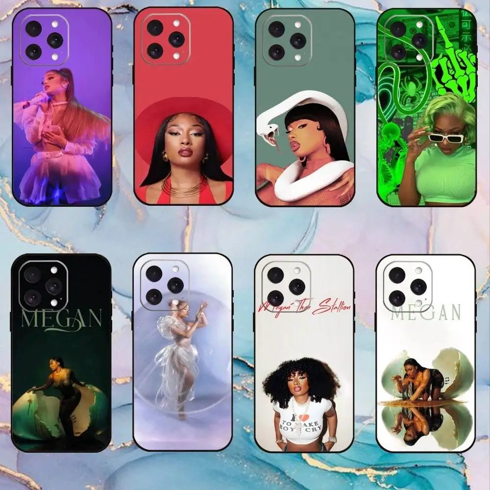 

Singer M-Megan Thee Stallion Phone Case For iPhone17,16,15,14,13,12,11 Plus,Pro Max Soft Black Cover