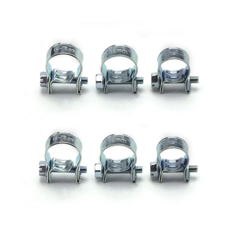 10pcs 7mm-17mm Mini Clamp Fuel Pipe Hose Clip Air Hose Water Pipe Fuel Hose Silicone Optional Size  Clamp  Hose Clamp