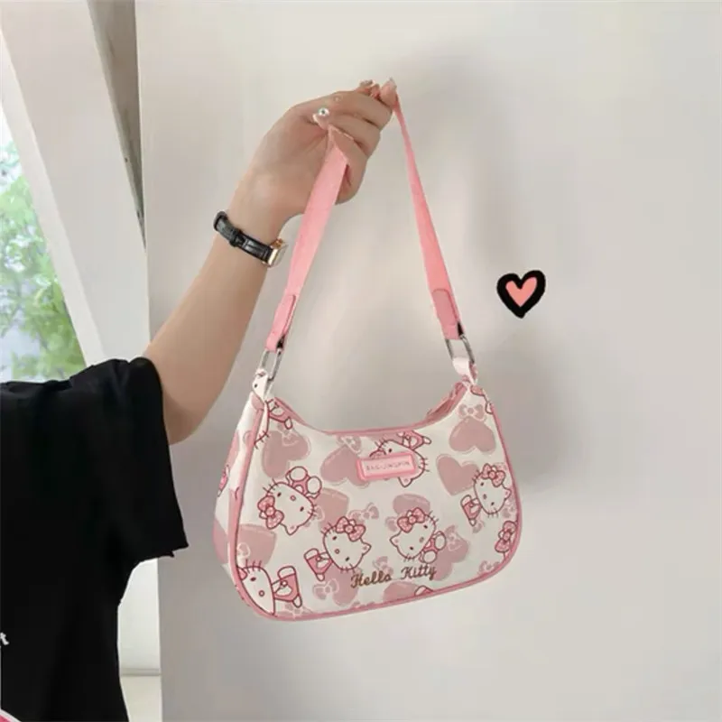 Miniso-Hello Kitty Underarm Bag para Mulheres, Sanrio, Kuromi, Mymelody, Messenger Tote, Cute Girls, Bolsas de Ombro, Bolsa, Y2K