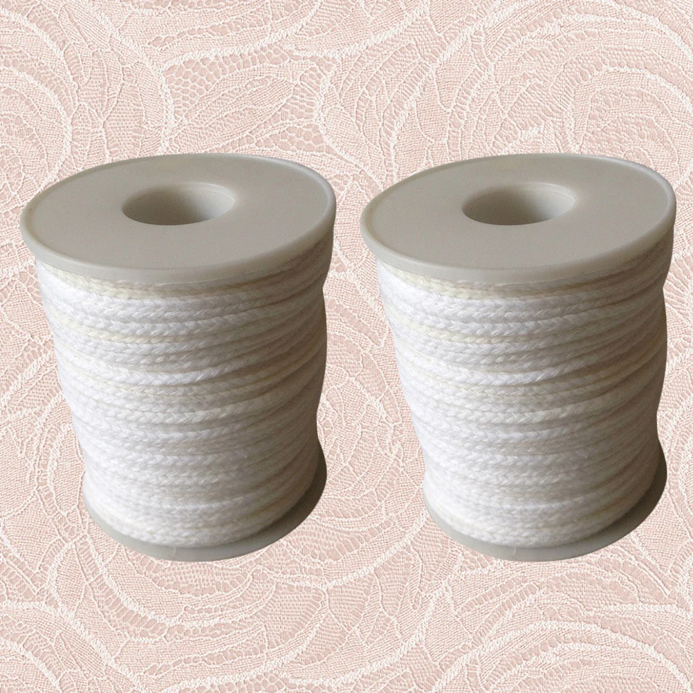 

2pcs 2 Rolls 61M Smokeless Cotton Wick White Diy Making Supplies Replacement Wick For Oil Lamps Torches
