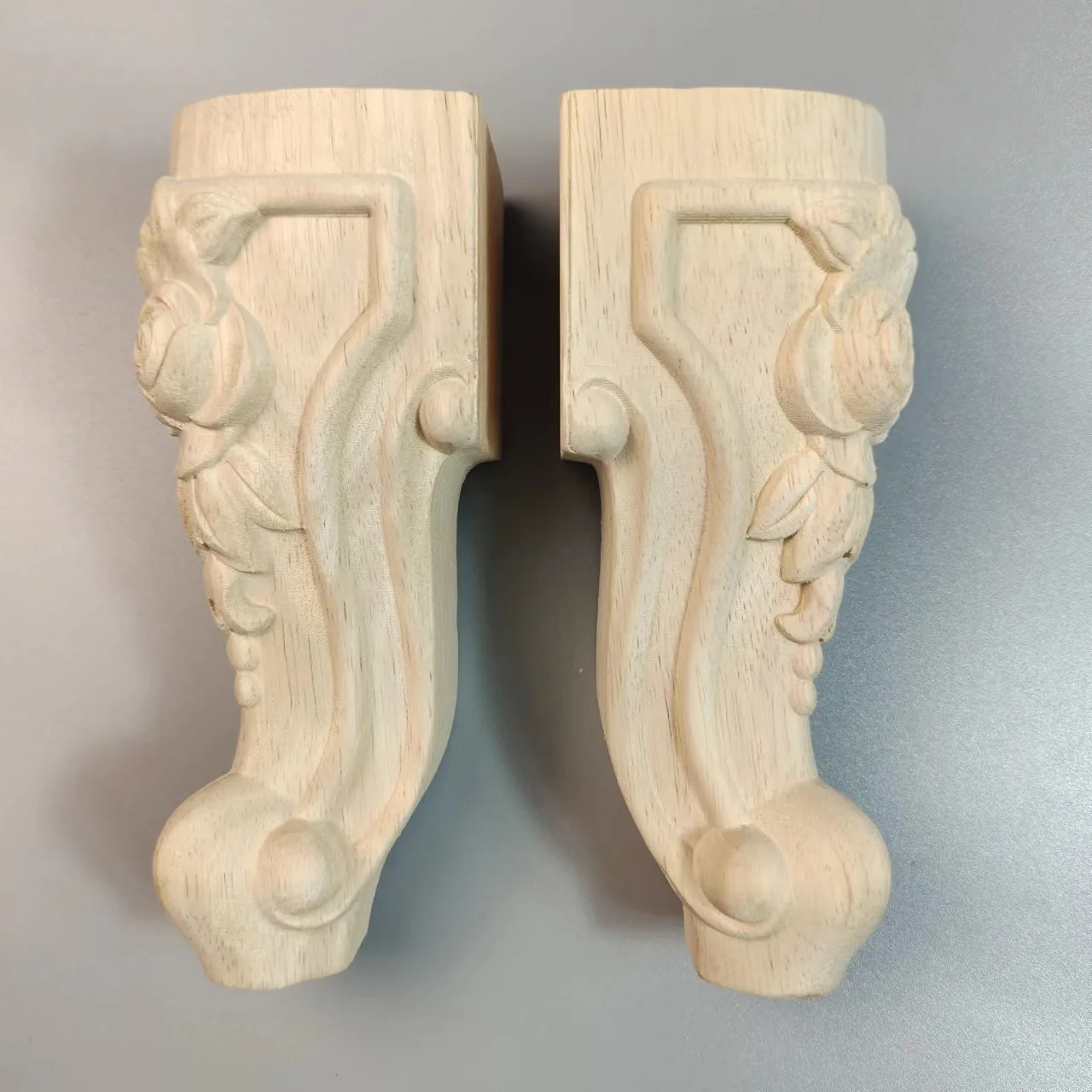 2 stücke Holz möbel Fuß Beine Massivholz Blume geschnitzt TV-Schrank Sitz Füße Vintage Home Dekoration Zubehör europäischen Stil