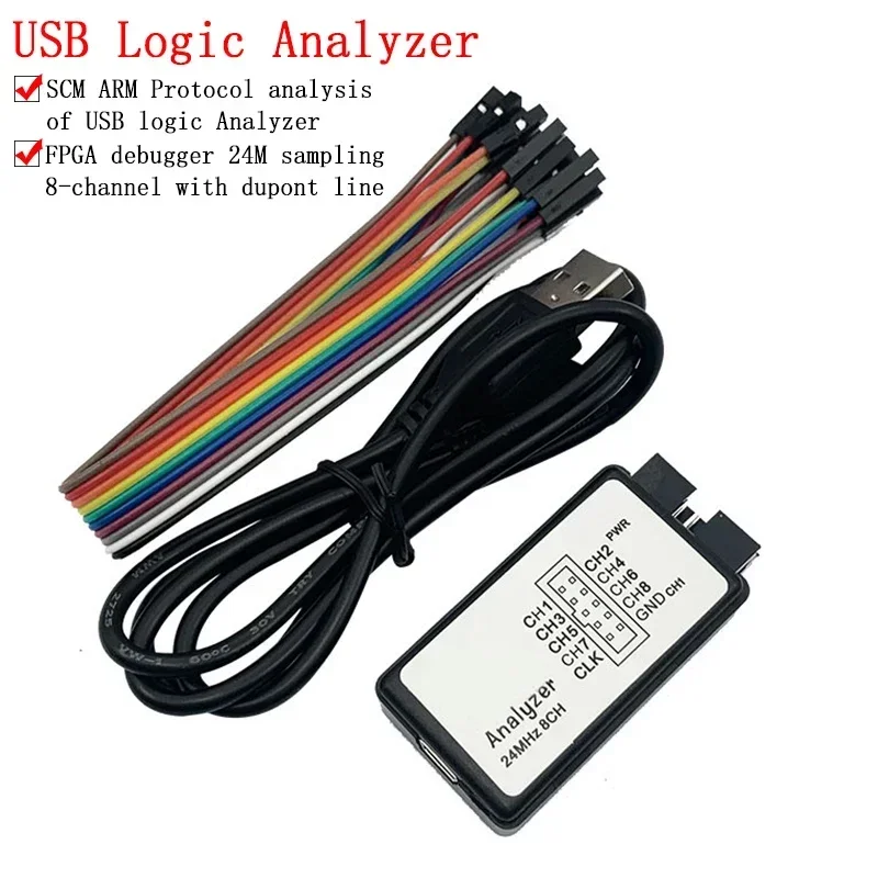 USB Logic Analyzer 24MHz 8 Channel 24M/seconds Logic Analyzer Debugger For ARM FPGA Logic Analyzer Logic 24M 8CH