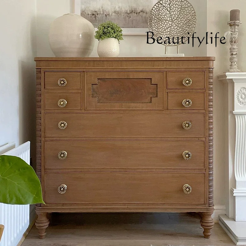 

Французский ретро резной цветок из цельного дерева, сундук из ясеня, ретро старый шкафчик для гостиной, украшение стены