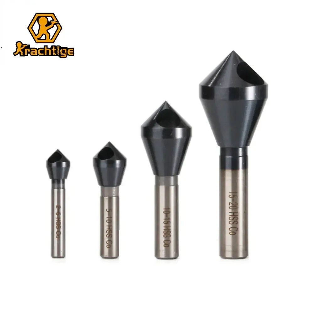 Krachtige 2-5 5-10 10-15 15-20 TiAlN Countersink Drill Bit HSSCO M35 Cobalt Deburring 90 Degree Chamfer Drill Bit Round Handle