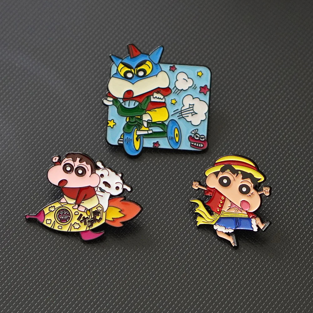 3/4Pcs Crayon Shin-chan Enamel Pins Anime Brooch Badge for Backpack Clothes Jewelry Gift