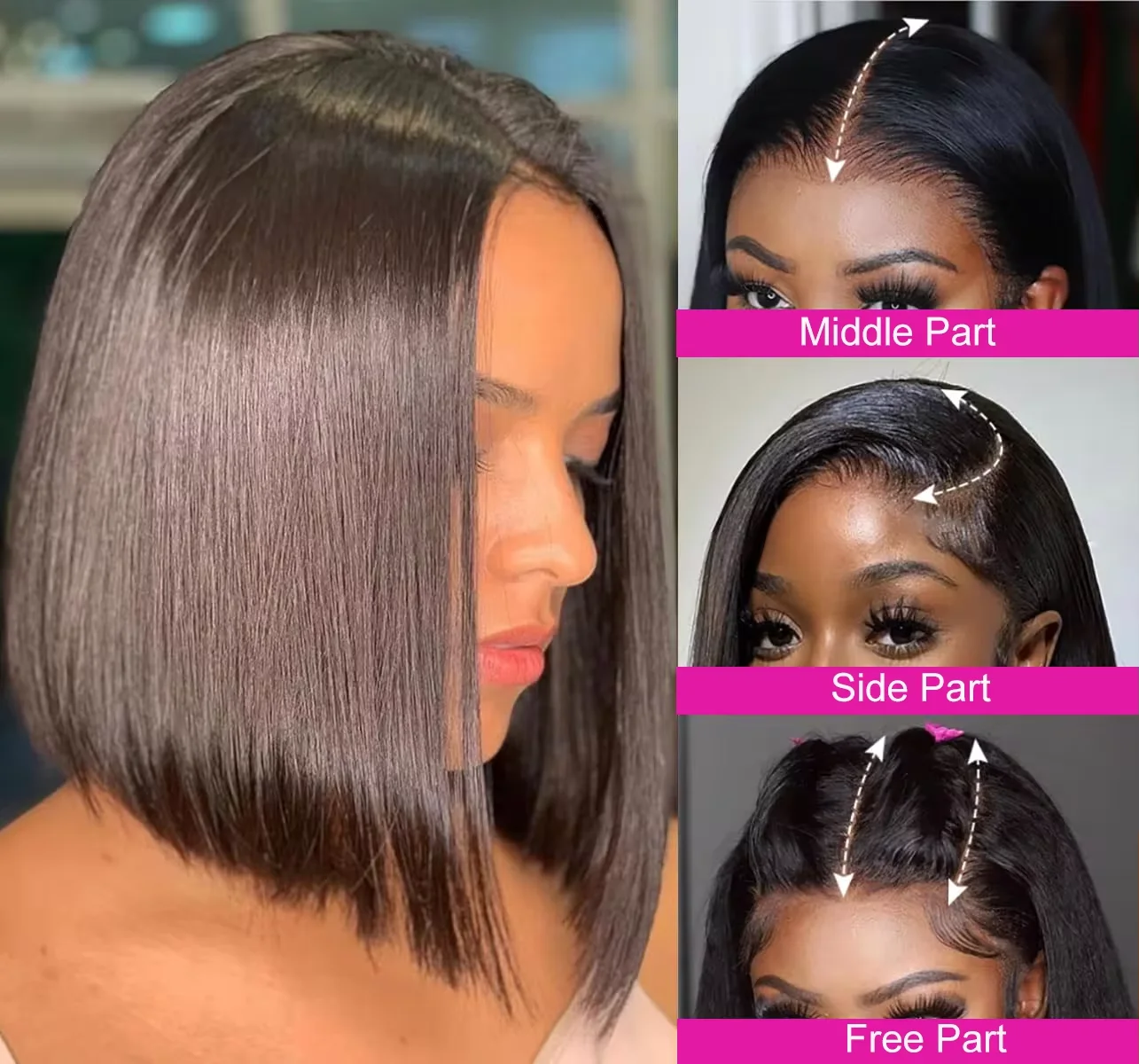 13x4 Lace Front Human Hair Wig Transparent Lace Frontal Wigs For Black Women Short Bob Wig Glueless Remy Straight Natural Wig