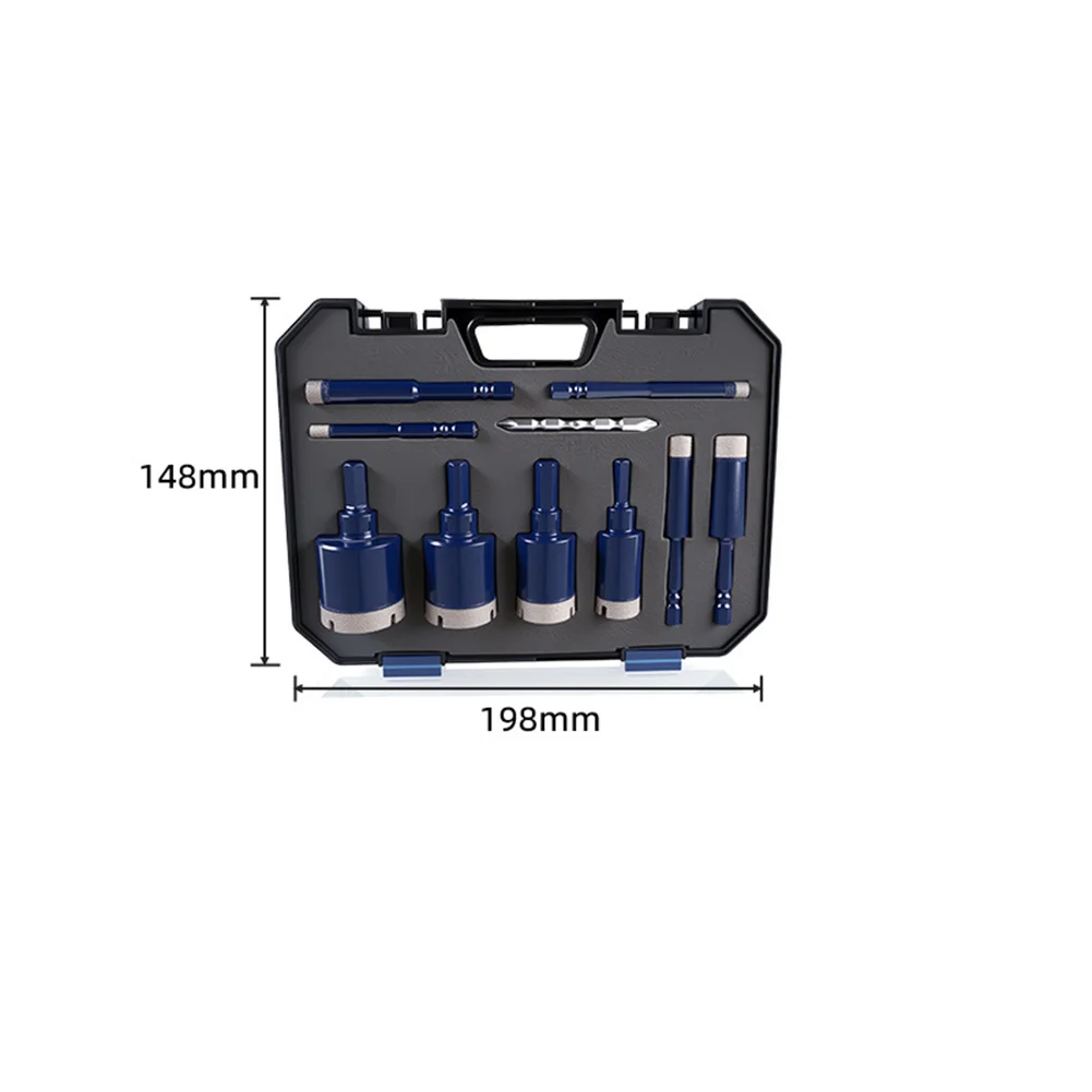 Emery Hole Cutter Kit 10 Piece for Dry Drilling Tasks on Hard Brittle Materials Such as Ceramic Glass and Natural Stone