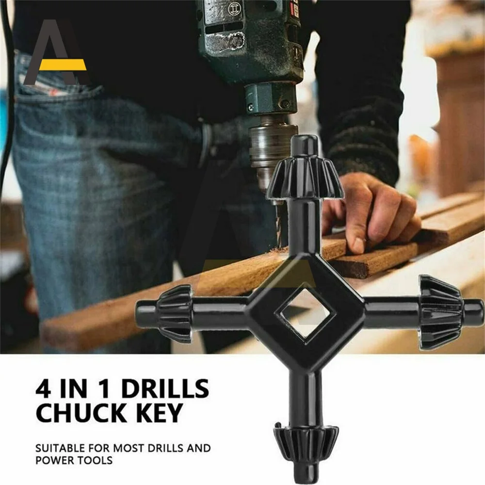 

1Pcs 4 In 1 Multi-function Universal Chuck Key Drill Drilling Holder Spanner Ratchet Socket Ring Combination Grip Star Wrench