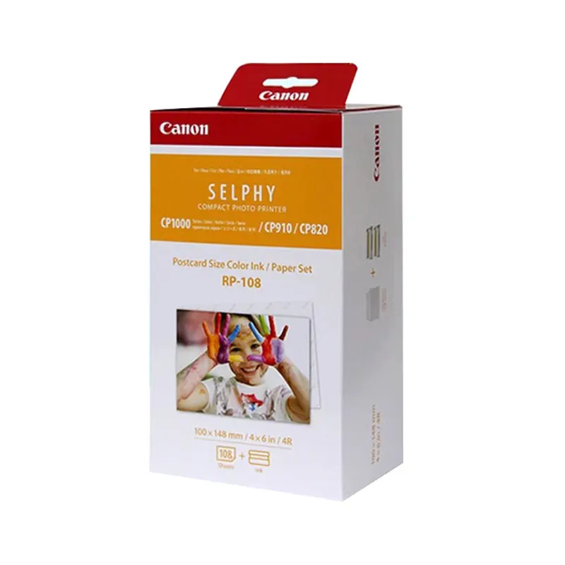 Original RP-108 KP-108IN Photo Paper 100*148mm(6inch) Add 2 Ink Cartridge for Canon Selphy CP820 CP910 CP1000 CP1200 CP1300