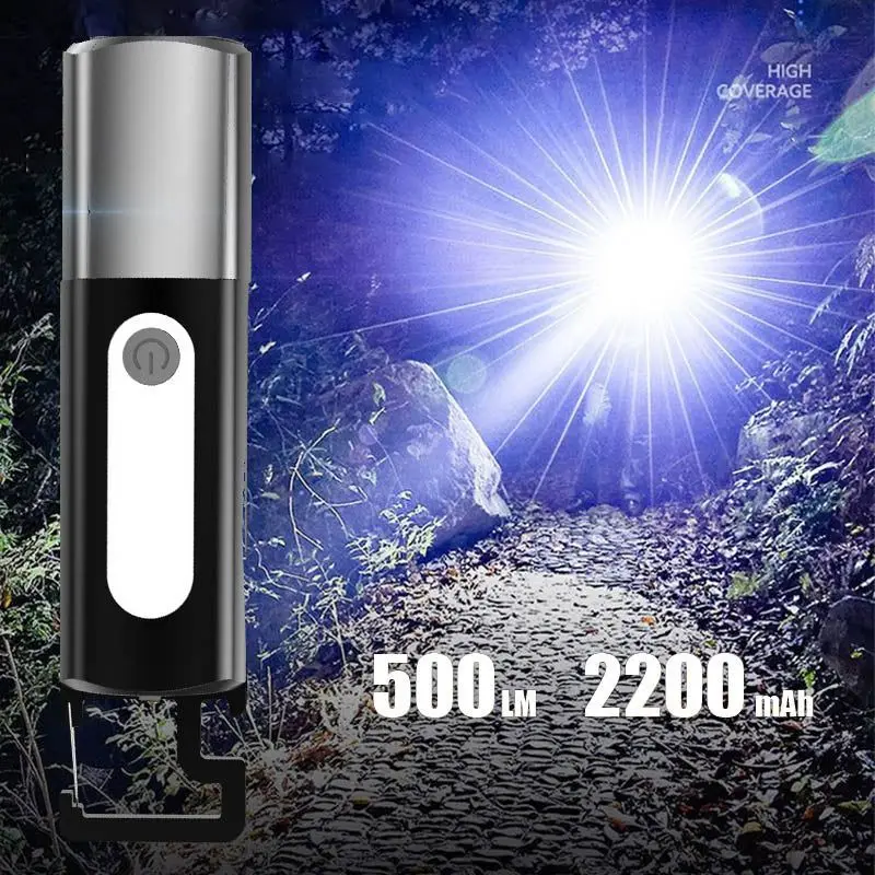 USB recarregável super brilhante lanterna, tocha multifuncional, luz de trabalho, lanterna camping, lanternas zoomable com bateria