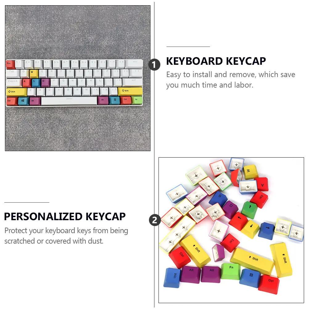 1Set Colorful Keyboard Keycap Set High-Quality Wear-Resistant Dust-Proof Mechanical Keycaps Easy Install Unisex Keyboard Decor