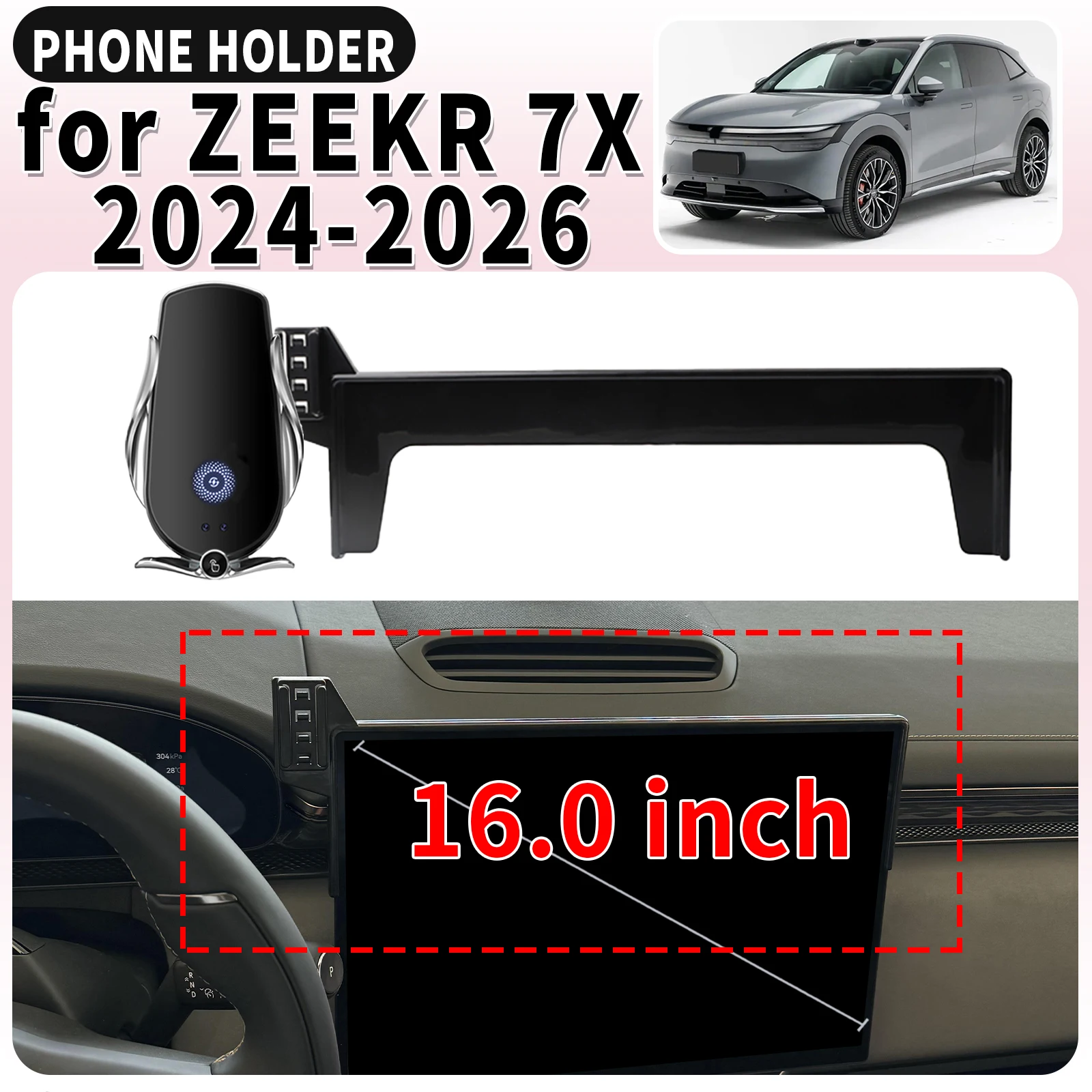 

fit for ZEEKR 7X 2024 2025 2026 16inch ​​Screen Base Mount Phone Holder Dedicated Clip-On Navigation Bracket Car​​ accessoires