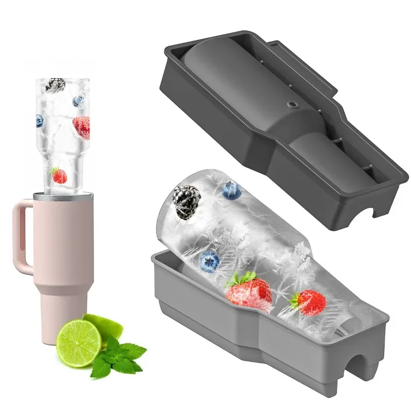 

Large Silicone Ice Cube Tray For 20-30-40 Oz Stanley Tumbler Cup, Slow Melting Chilled Ice Mold With Lid, Easy Release Ice Maker
