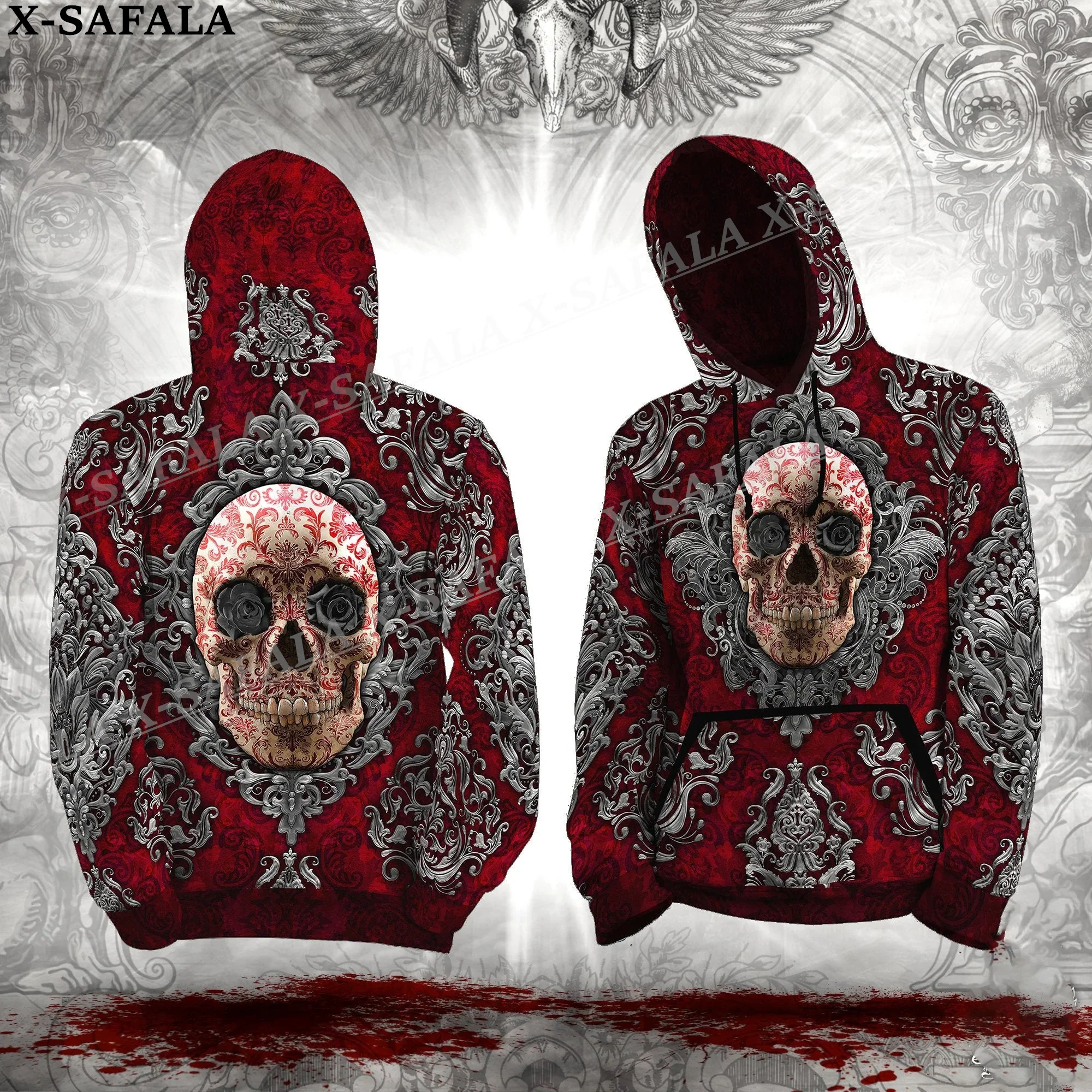 

Skull Gothic Psychedelic Tattoo 3D Print Zipper Hoodie Man Female Pullover Sweatshirt Hooded Jacket Jersey Coat Tracksuits-1