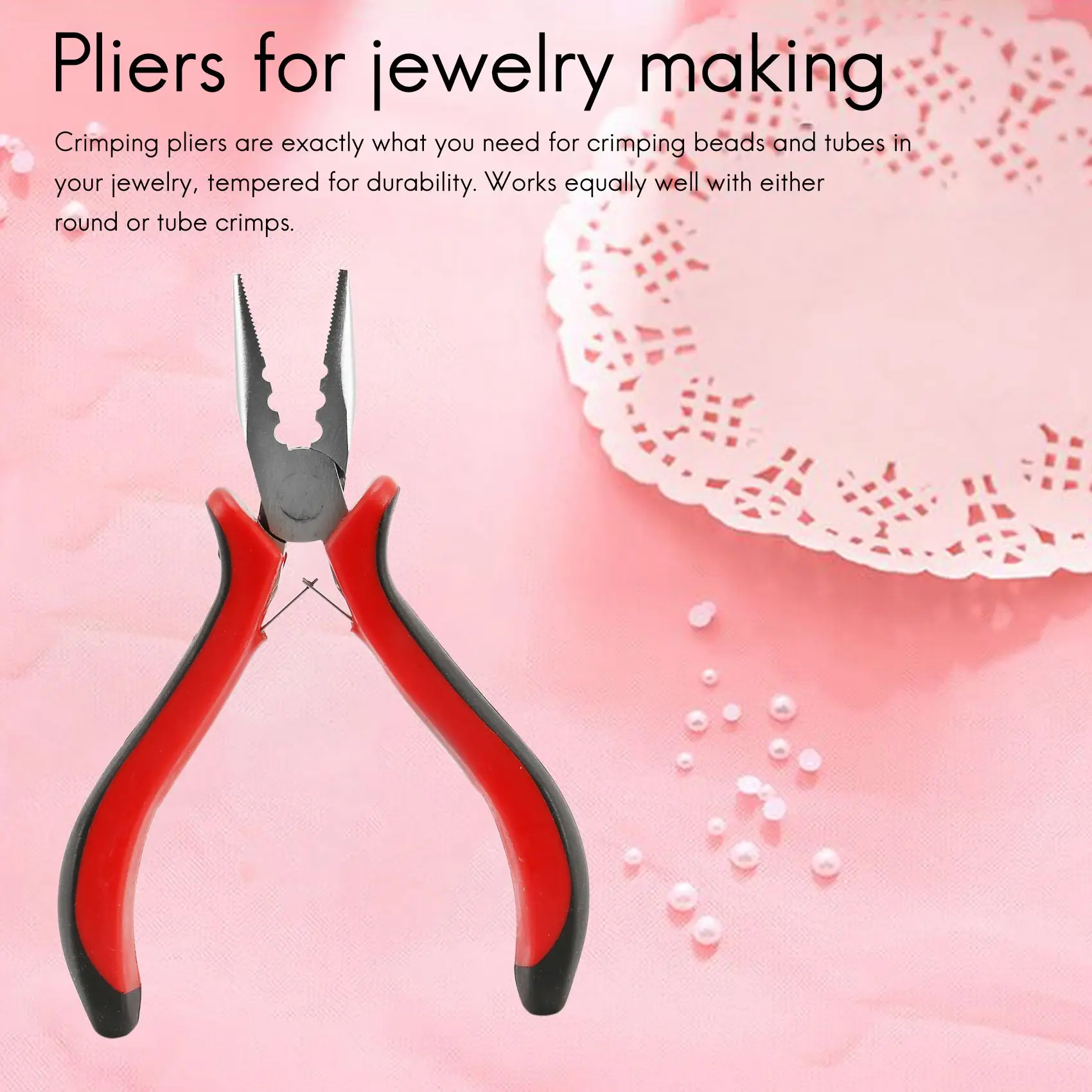 1 Pack 45 Steel Jewelry Bead Crimper Tools Crimping Press Plier For Jewelry Making Red Eco-Friendly
