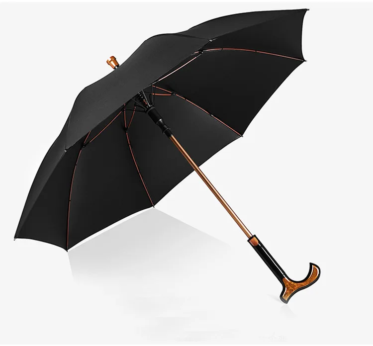 Detachable self-defense climbing superlight alloy brass windproof fiberglass anti-UV  black coat anti-skidding  crutch umbrellas