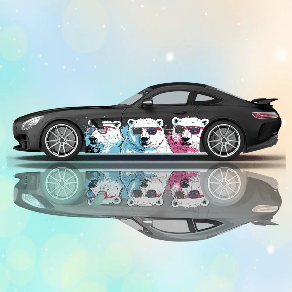 

Colorful Ink Polar Bear Car Vinyl Wraps Decal Self-adhesive PVC Sticker Suitable for Trucks SUV Decoration Auto Accessories Gift