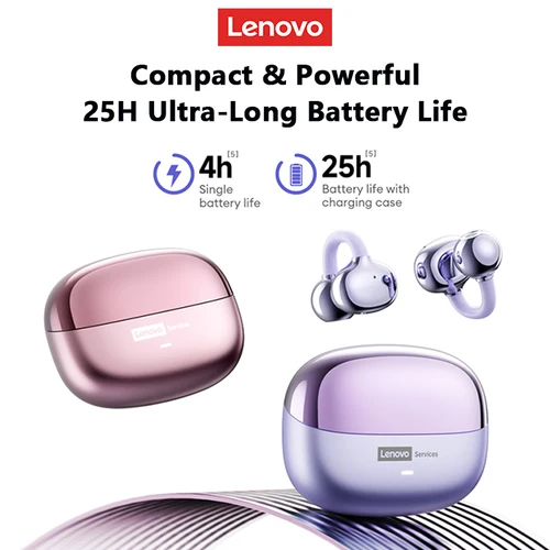 Imagen 2 del producto Lenovo LE302 estéreo HIFI auriculares deportivos con Clip OWS Bluetooth 6,0 auriculares con cancelación de ruido auriculares de larga resistencia