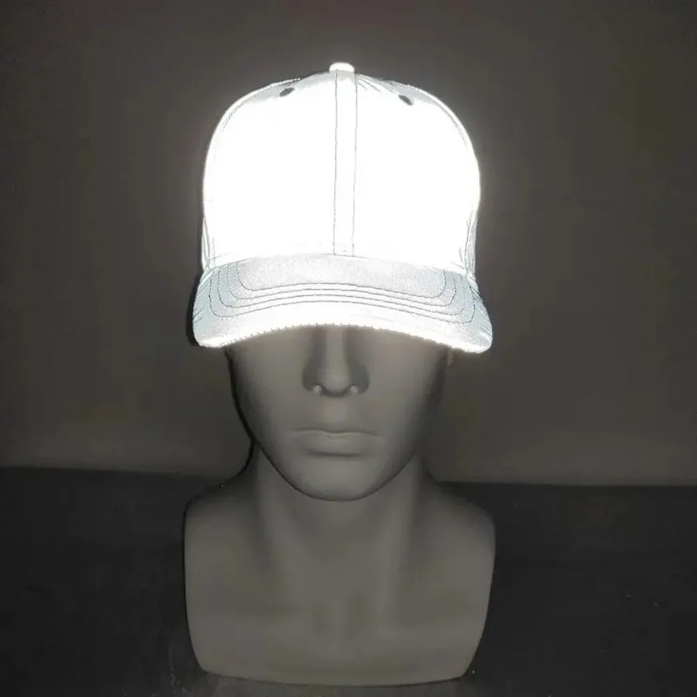 Unisex Reflective Luminous Cap Adjustable Sun Protection Sun Visor Lightweight Breathable Hip Hop Baseball Cap