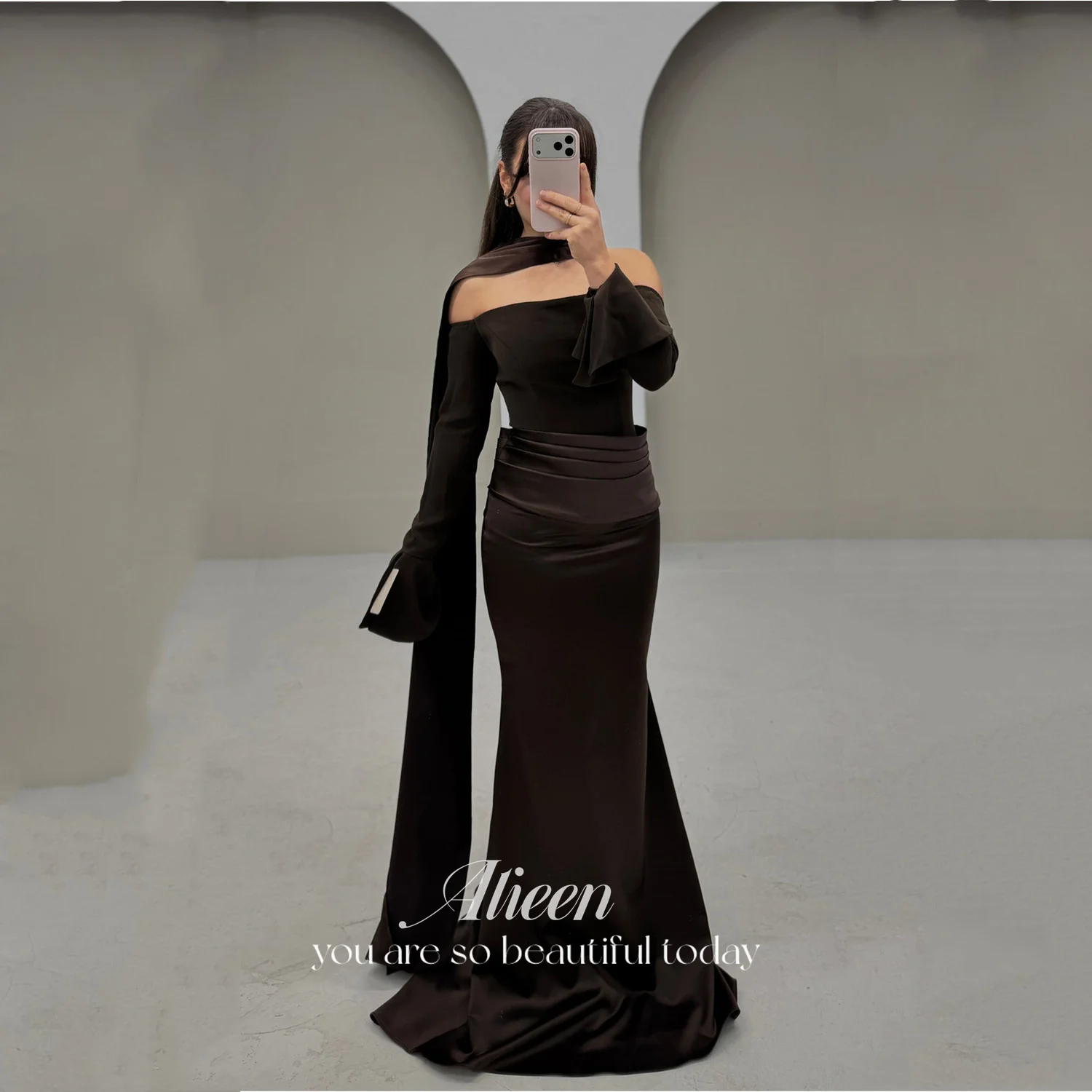 

Вечернее платье Aileen Deep Burgundy для особых случаев, атласное, на заказ, фасон «русалка», женское, с шалью, элегантное, для вечеринок