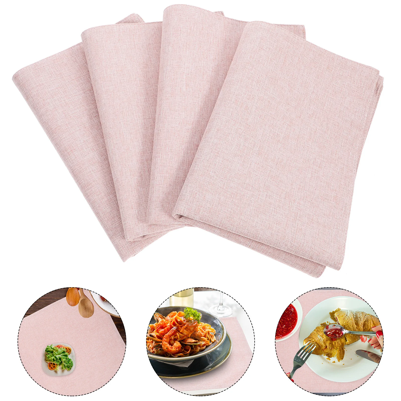 

4Pcs Non-Slip Heatproof Linen Placemats Washable Foldable Dining Table Mats Protective Tableware Pads Linen Placemat