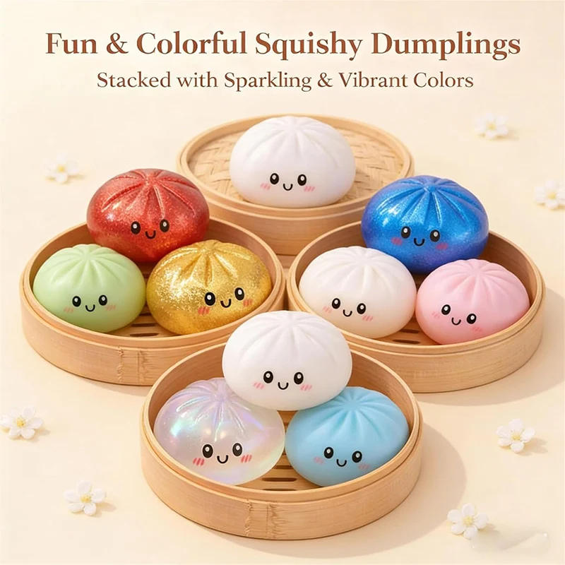 Dumpling Squishy Simulationsball-Ornament Deko-Geschenke zur Dekompression Lustige Quetsch-Fidget-Geschenke Blind Box