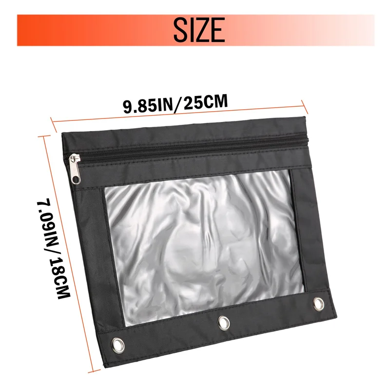 أكياس أقلام رصاص EDT، حقيبة أقلام رصاص من القماش بسحاب 3 حلقات مع نافذة شفافة لمنظمي الفصول الدراسية المدرسية