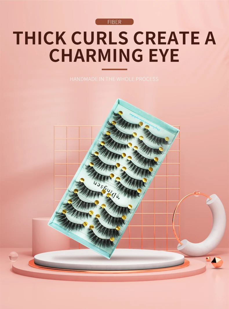 DINGSEN 10 Paar 3D-Wimpern zum Fabrikpreis, Großhandel 3D Handgefertigte Beauty Fans Qingdao Streifen-Kunstwimpern für Make-up – Detail 8