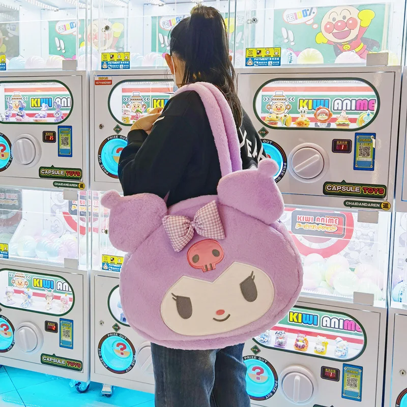 Sanrio Kuromi Melodie Cinna moroll Taschen für Frauen 2024 Mode große Kapazität Plüsch Kawaii Umhängetaschen Mädchen Y2k Handtaschen Geschenk