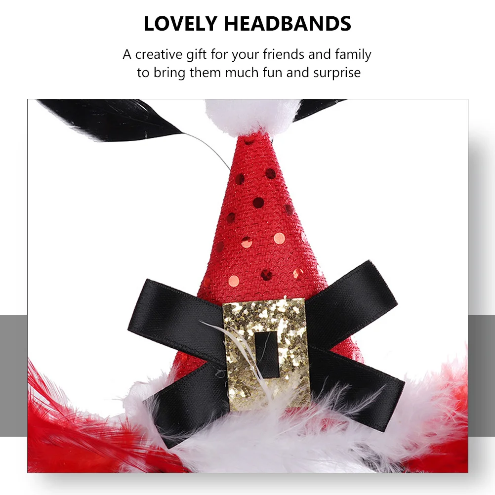 

2Pcs Christmas Santa Claus Headbands Lightweight Non-Deformed Xmas Hair Hoops Holiday Party Hair Decorations Lovely Headbands