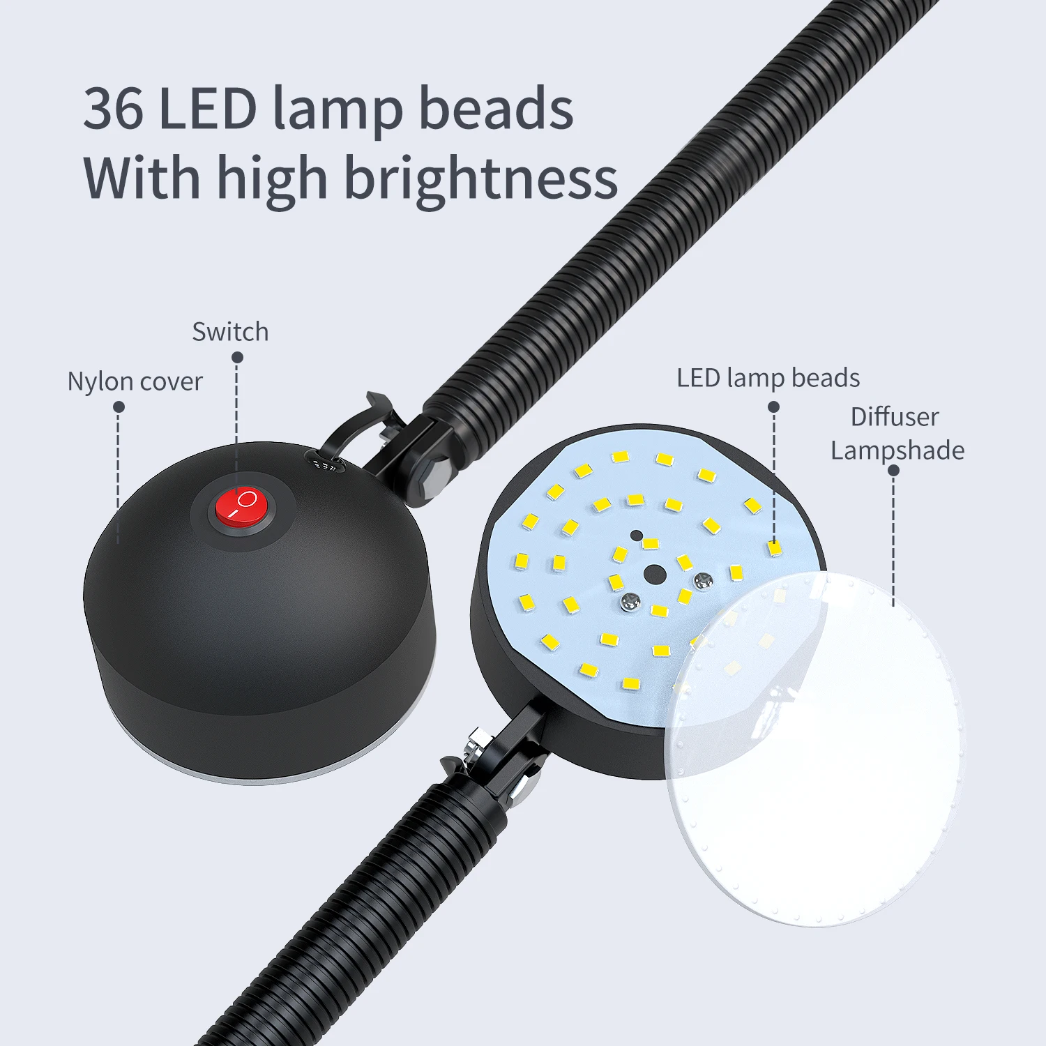 Lampu Bengkel 220V 24-36V Fleksibel L40 Cm Lampu Led Dudukan Magnetik Klip Leher Angsa untuk Mesin Jahit Lampu Garasi Lampu Led