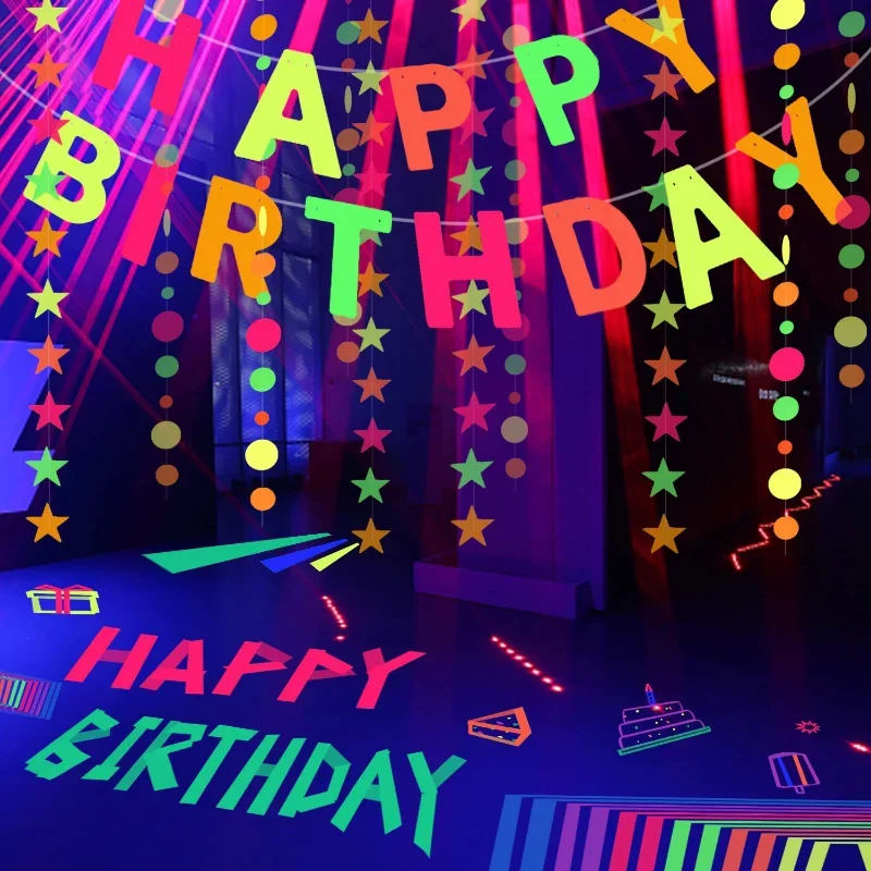 Fitas de algodão com brilho uv, fita de néon para festa, aviso de segurança, fita uv, adereços de palco, decorações de casamento, decoração de casa