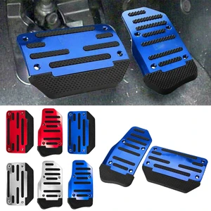 Penutup Set Pedal Gas Kaki Mobil Transmisi Otomatis 2 Buah Aluminium Merah Perak Biru Kit Penutup Pedal Pedal Bahan Bakar Aksesori Mobil 8 pedal simracing penjualan terbaik - №